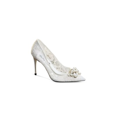 DOLCE GABBANA RAINBOW LACE PUMPS IN LUREX LACE 365890